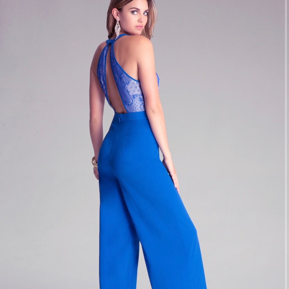 Bebe Lace Bodice Wide Leg Jumpsuit